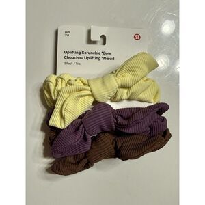 lululemon Uplifting Bow Scrunchies 3 Pack Ribbed Yellow Purple Brown NWT Lululemon Athletica Bow for Sale up to 90% Off: Poshmark main image 4